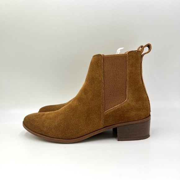 Steve Madden Womens Size 7.5 Cognac Brown Suede Leather Chelsea Ankle Boots - Picture 3 of 11